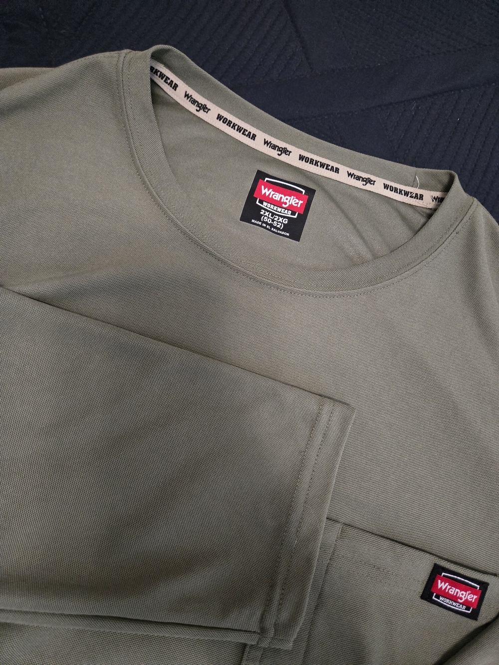 Wrangler Olive Green Workwear Pocket Crewneck Shirt Long Sleeves #623